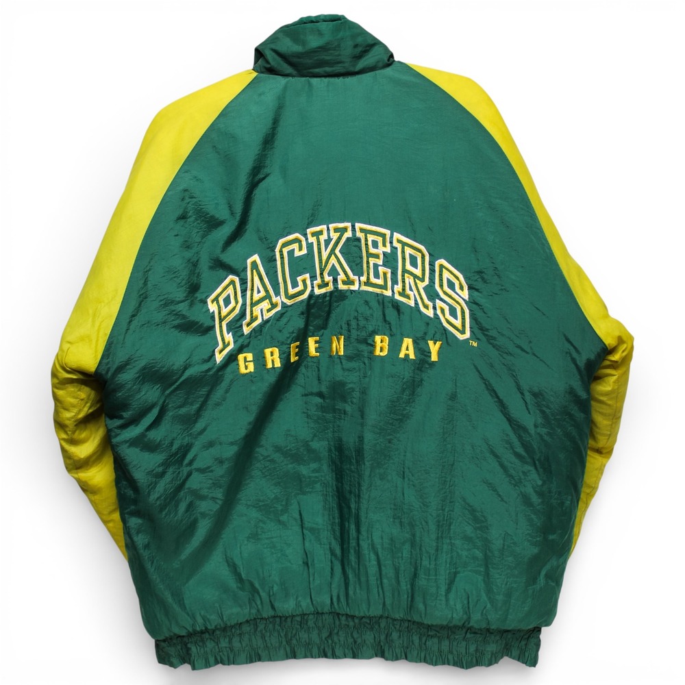 Logo 7 Green Bay Packers Jacket Mens Large Green Yellow Good Vintage 90s NFL - Picture 2 of 10